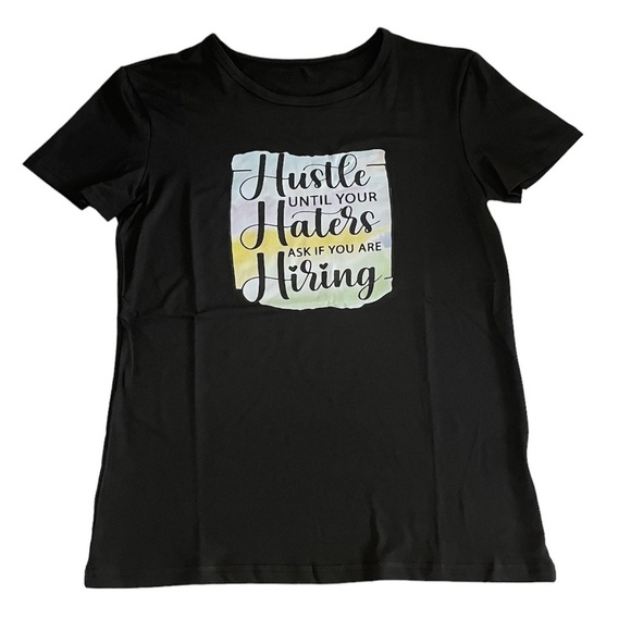 Hustle Entrepreneur Pastel Colored Graphic Print Black T-Shirt Women’s Small - Picture 3 of 13